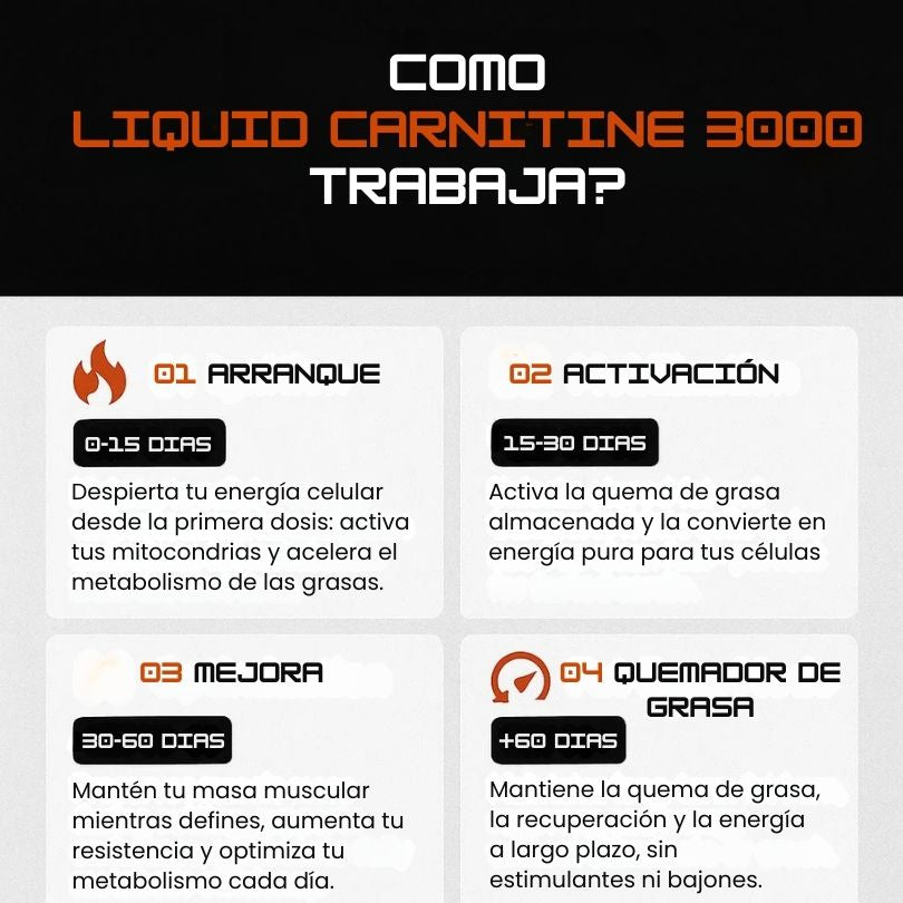 L-Carnitine Líquida 3000 – Energía real, quema de grasa y define los musculos