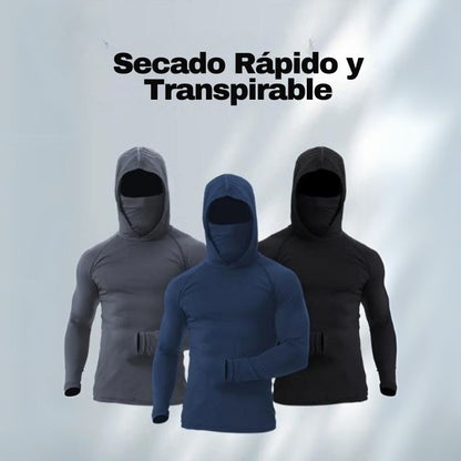 Hoodies con Capota y Tapabocas - Tela Elástica y Transpirable - Trabajo y Actividades al Aire Libre, para el Ejercicio.