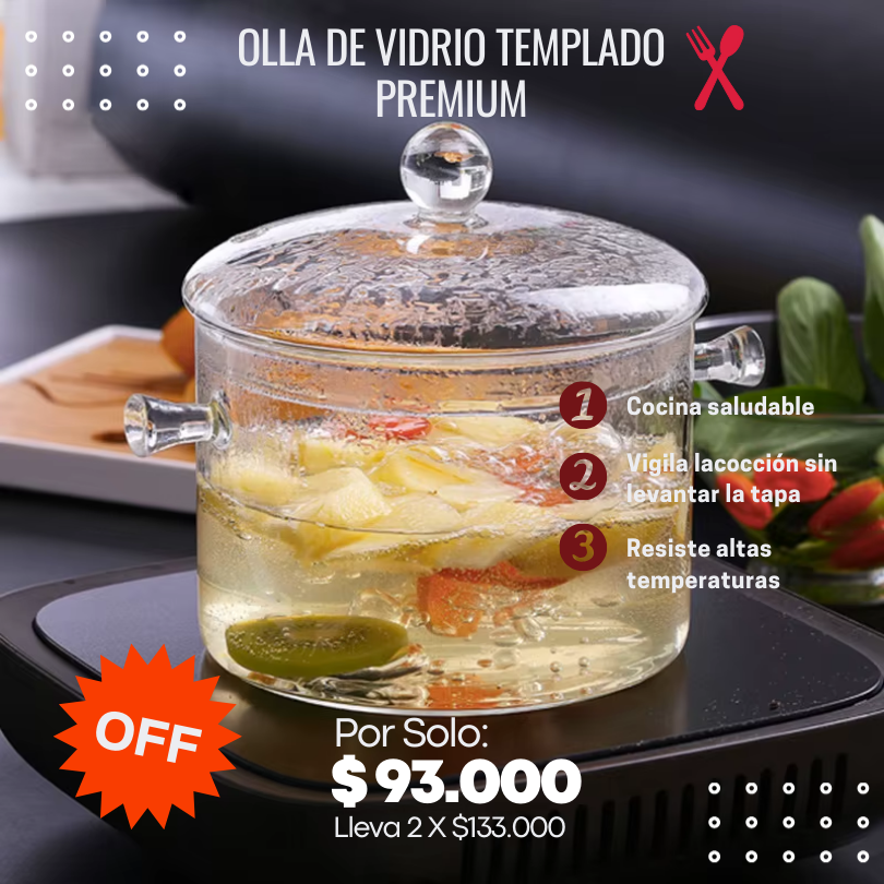 Olla de Vidrio Templado Premium Resistente al Calor – Cocina Saludable con Estilo y Resistencia