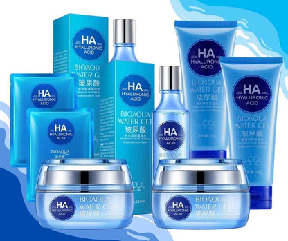 COMBO RUTINA DE LIMPIEZA ACIDO HIALURONICO BIOAQUA (JABÓN, CREMA, MASCARILLA Y TÓNICO)