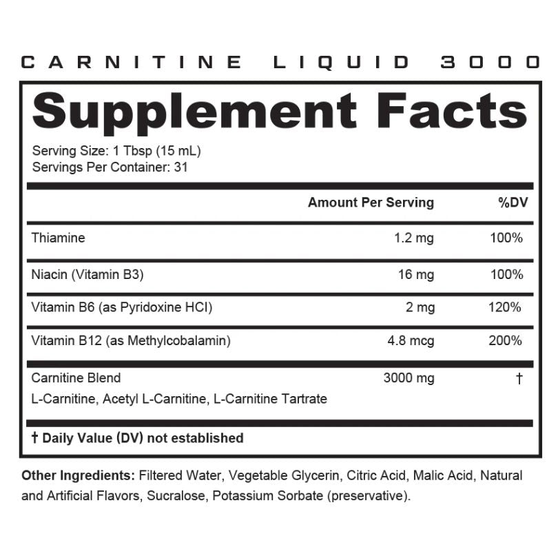L-Carnitine Líquida 3000 – Energía real, quema de grasa y define los musculos
