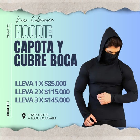 Hoodies con Capota y Tapabocas - Tela Elástica y Transpirable - Trabajo y Actividades al Aire Libre, para el Ejercicio.