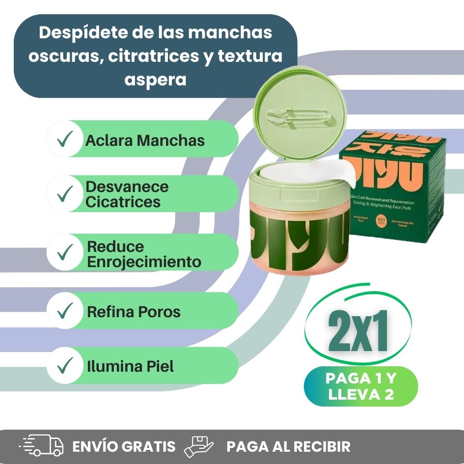 Almohadillas Tónicas Coreanas Jiyu - Axilas, Codos, Cuello y Rostro más claros, suaves y uniformes