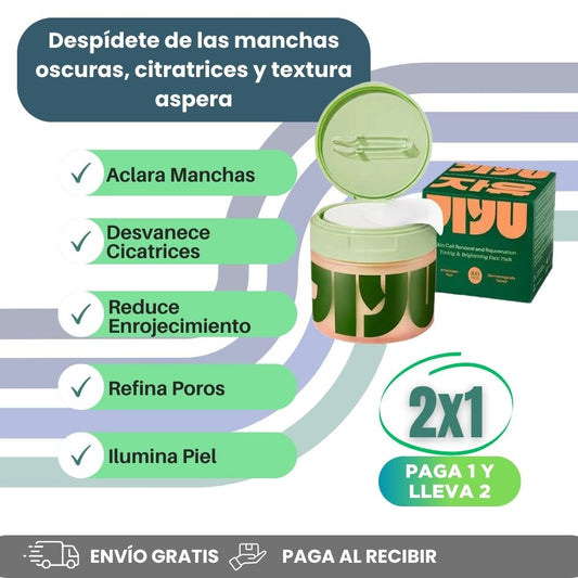 Almohadillas Tónicas Coreanas Jiyu - Axilas, Codos, Cuello y Rostro más claros, suaves y uniformes