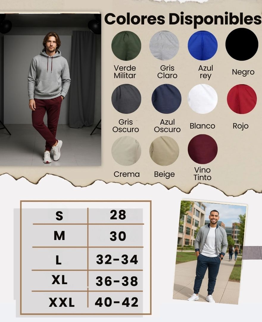 Jogger Bota Recta Hombre, Bolsillos Laterales - 1x2, 2x3 y 3x4