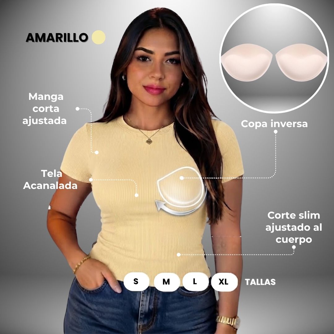 BLUSA ACANALADA COPA INVERTIDA