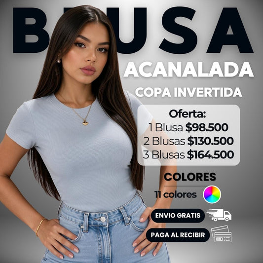 BLUSA ACANALADA COPA INVERTIDA