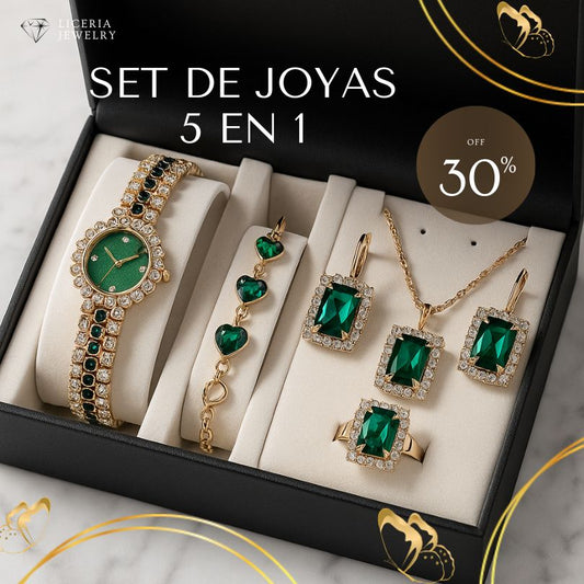 Conjunto de Joyería de Lujo 5 en 1 – Elegancia Completa en un Solo Set