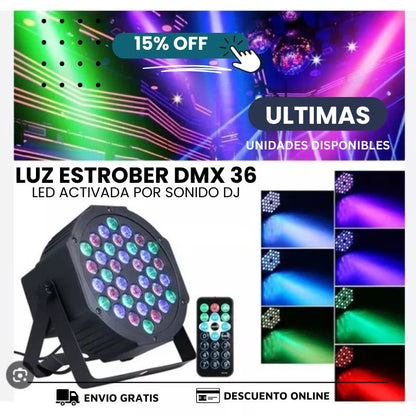 Luz Estrober Dmx 36 - Led Activada Por Sonido DJ