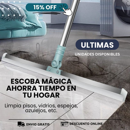 Escoba Mágica | Limpiador multifuncional | Cuchilla de silicona ajustable | Cabezal giratorio 180°