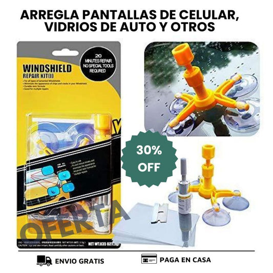 Kit Reparador de vidrios - Para Celulares, Carros y Cristal - Envío Gratis
