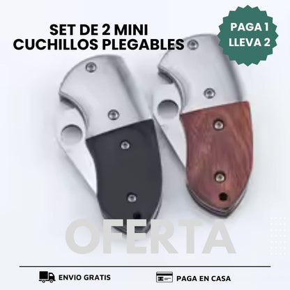 Set de 2 Mini cuchillos plegables de acero inoxidable - Paga 1 Lleva 2 - Envío Gratis