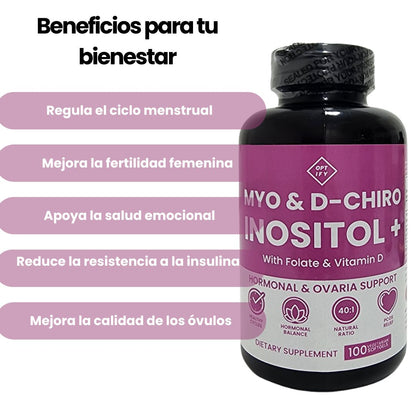 Inositol MYO Y D-CHIRO X 100 Capsulas - Experimenta Salud hormonal - Gratis Bálsamo tranquilo